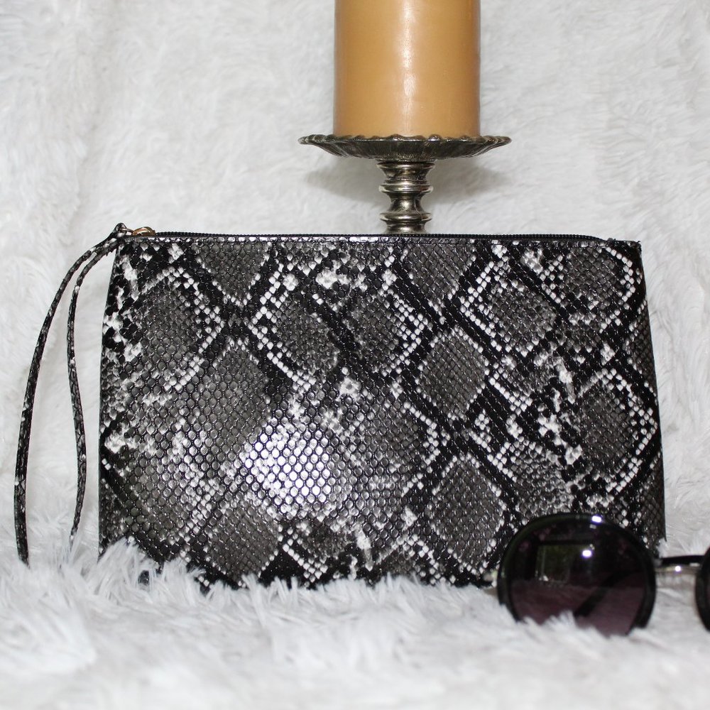 Faux Leather Python Print Wristlet - image 1